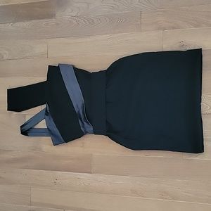 Preen by Thorton Bregazzi Collection Black Satin Strappy Mini Dress Small